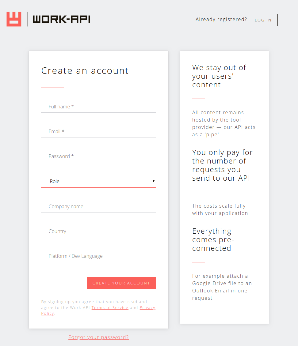 Signup screen