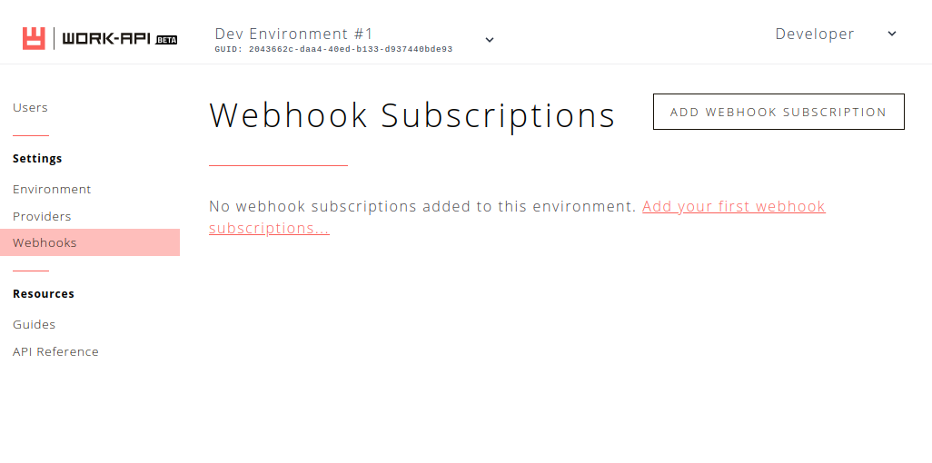 Webhooks page