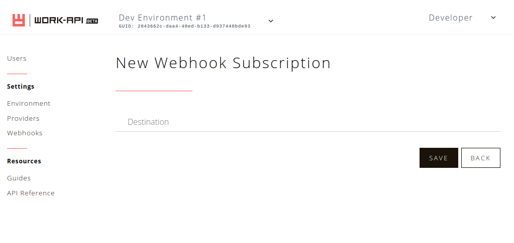 New webhook form
